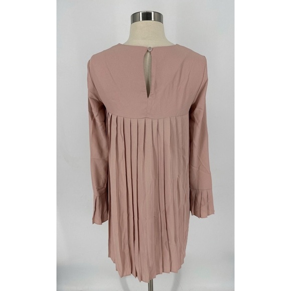 ASOS Design Pleated Trapeze Long Sleeve Mini Dress - Picture 4 of 14